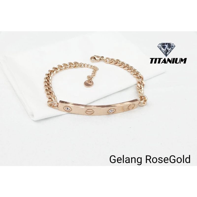 TRENDING GELANG WANITA RANTAI PLAT TITANIUM WANITA KUALITAS IMPOR-2