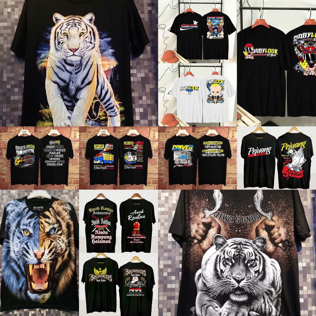 Kaos Anak Rantau / Pejuang Rupiah / Macan / Driver Mudah / Driver Oleng / Solidaritas / Baby Look Fullprint