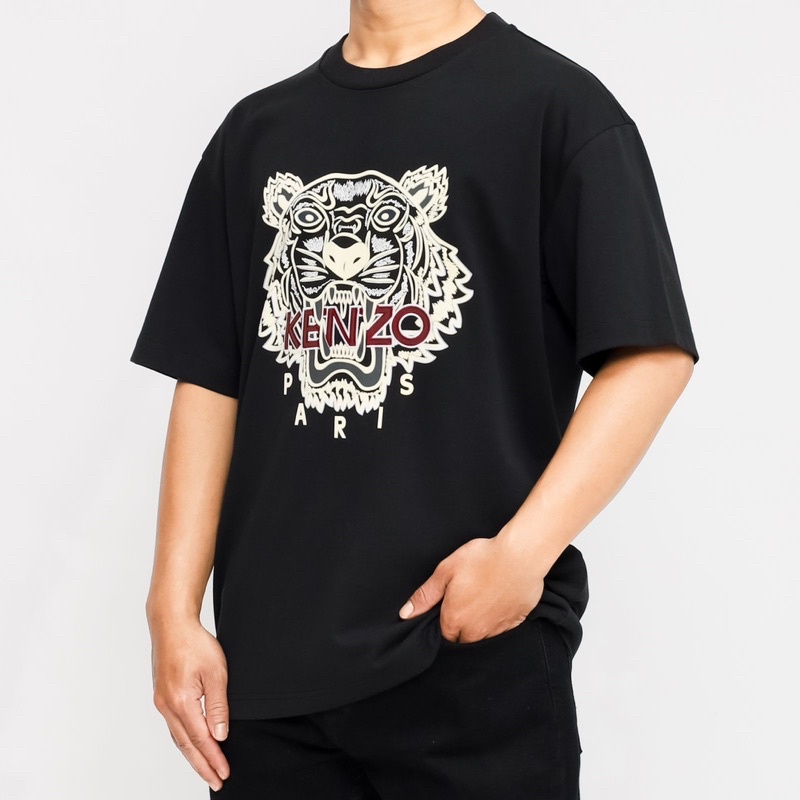 Ken. Tiger Tshirt Black Cream Maroon