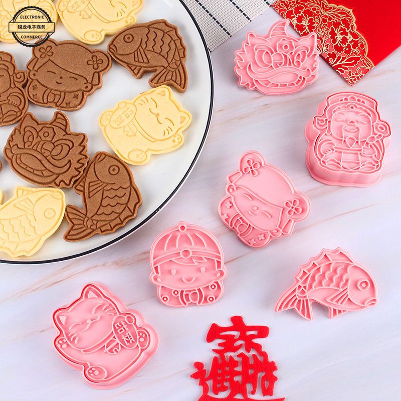 Set 6pcs Plastic cookie cutter Chinese new year / cetakan kue kering imlek