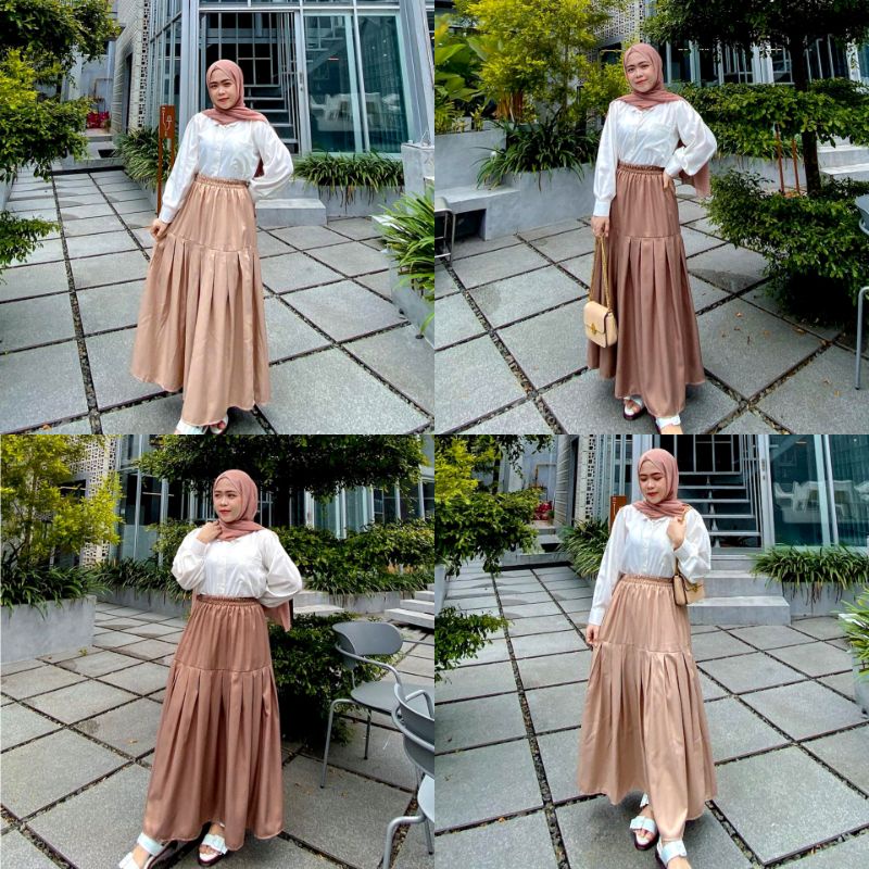 (bisa cod) ROK REMPEL| ROK PANJANG WANITA | ROK BAWAHAN WANITA MODEL PAYUNG POLOS-2