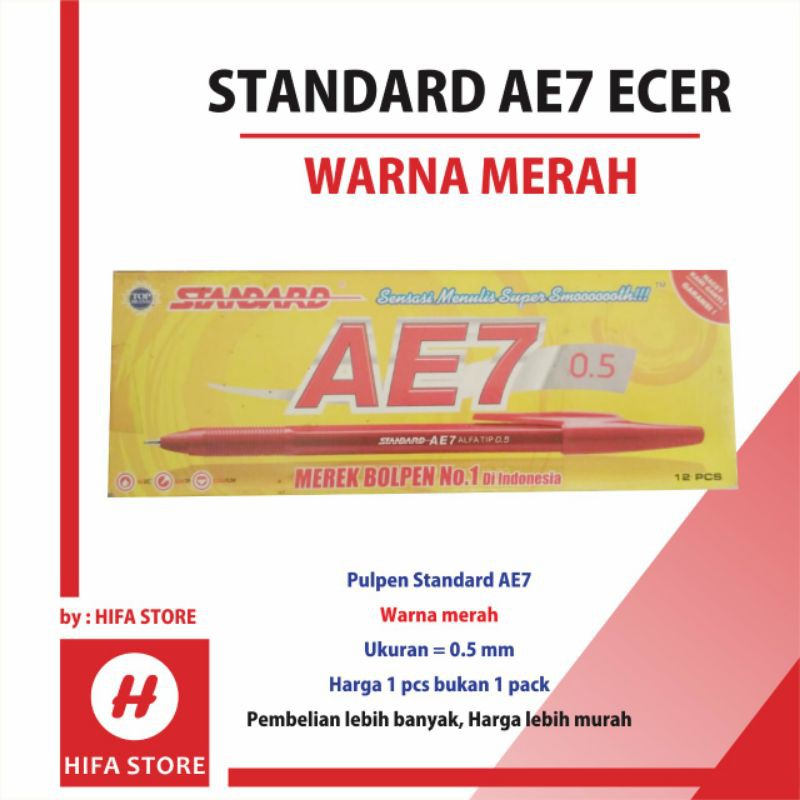 

Pulpen Standard AE7 Merah Eceran