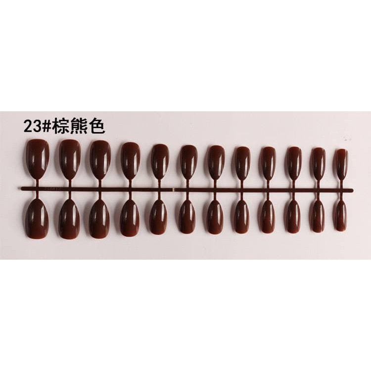 Lovefashion [COD] 24pcs Kuku Palsu False Nail Art Glossy Nude Almond Drop Shape Press On Fake Fingernail Stilleto