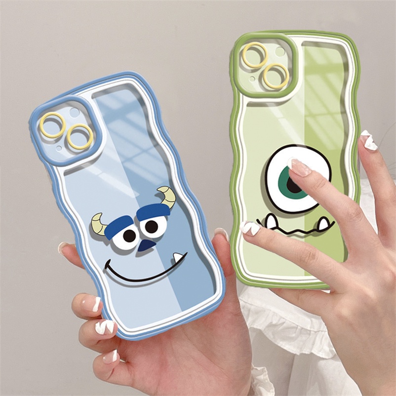 Wavy Edge Phone Case for iPhone 14 13 12 11 Pro Max iPhone X Xr Xs Max SE 2020 iPhone 7 8 Plus 6 6s Plus Little Monster Flexible Frame Lens Protector Phone Case Shockproof Soft TPU Back Cover