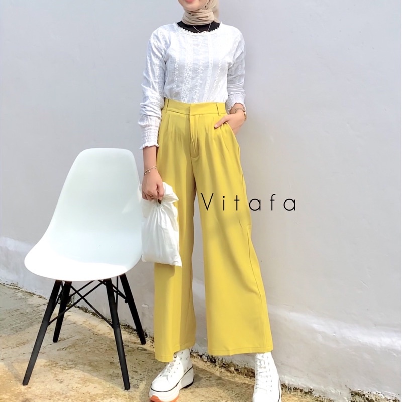 AISHA LOOSE PANTS BY VITAFA ID | FLOWY PANTS | WIDE LEG PANTS | CELANA HIGHWAIST FLOWY