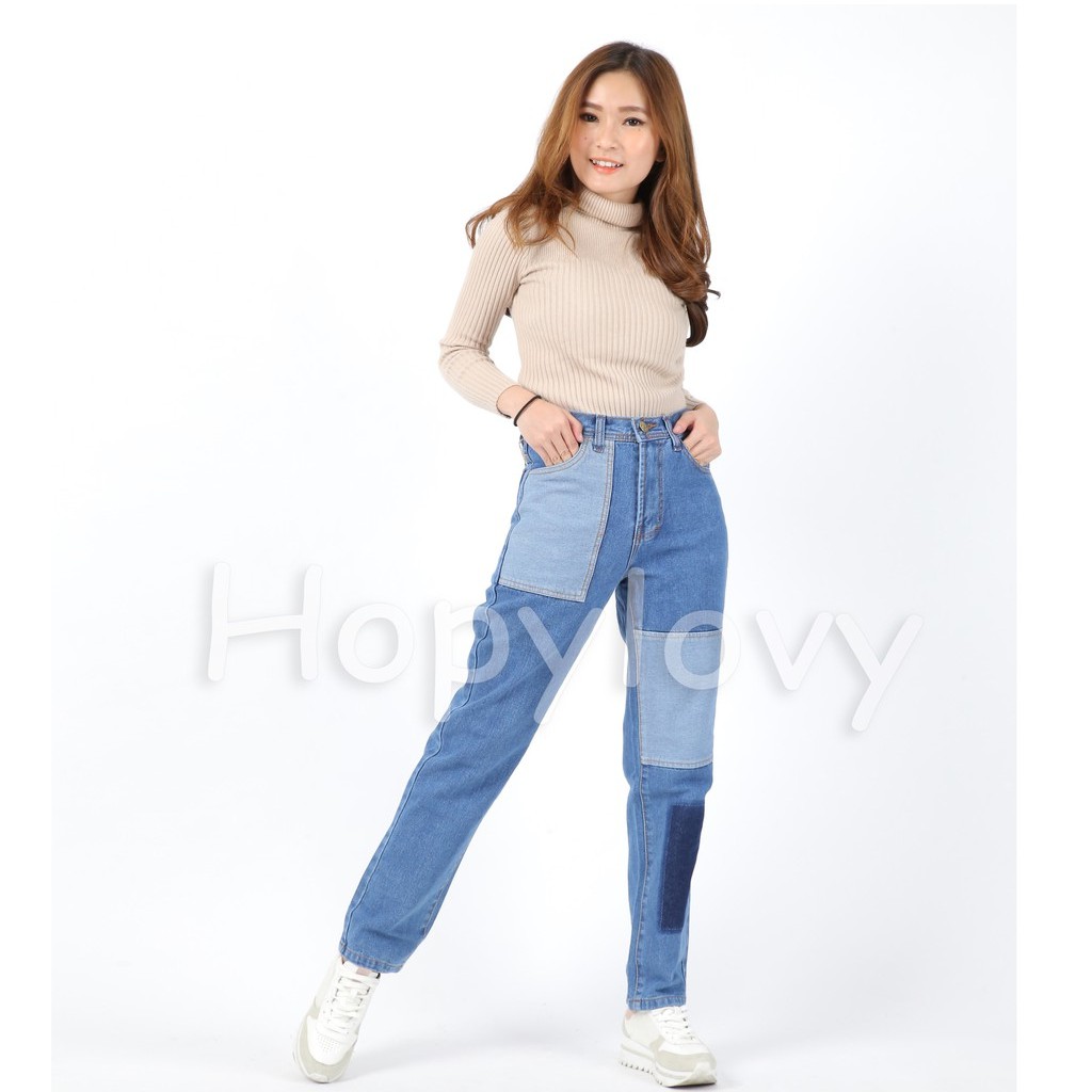 HOPYLOVY - Celana Boyfriend Jeans Wanita Briona