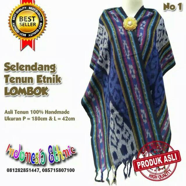 SELENDANG TENUN ETNIK LOMBOK ATAU SYAL TENUN ATAU PASMINA ATAU KAIN TENUN