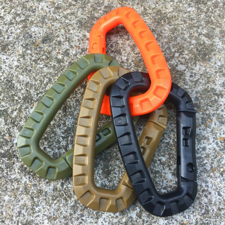 YGRETTE - Tactical Backpack Buckle Fast Tactical Carabiner Plastic Hook D Shape Mosqueton EDC Gear For Outdoor Camping KARABINER