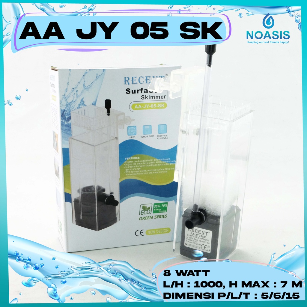 RECENT JY 05 SK 8 W SURFACE SKIMMER POMPA PEMBERSIH PERMUKAAN AQUARIUM