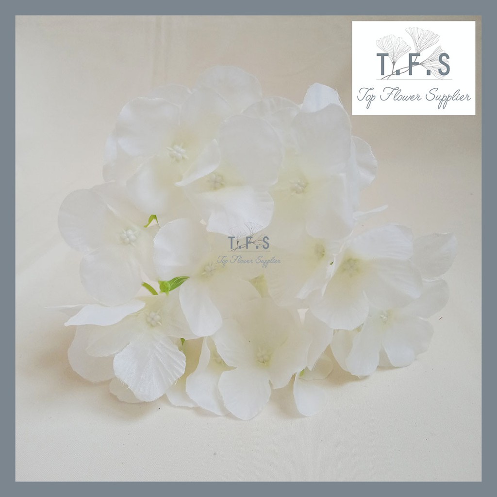 Artificial Hydrangeas 1 Tangkai Bunga Plastik Buatan Hiasan Dekorasi Acara Pernikahan dan Rumah-WHITE