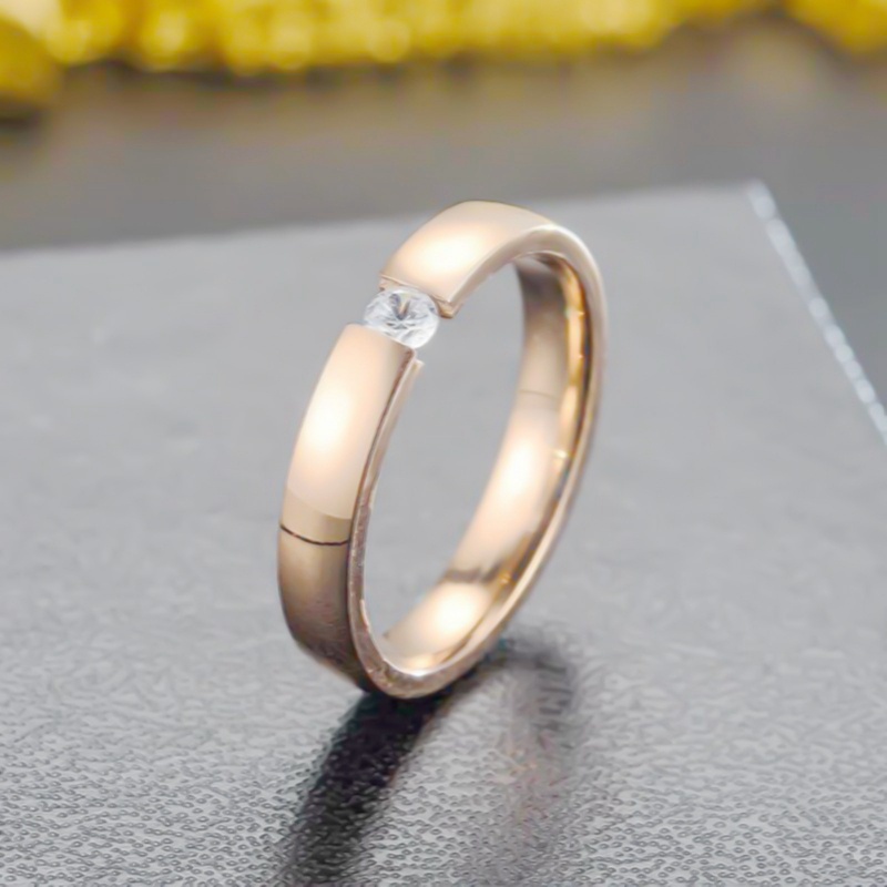 Fancycube Cincin Kawin / Tunangan Klasik Bahan Titanium Ukuran 4mm Untuk Pria / Wanita