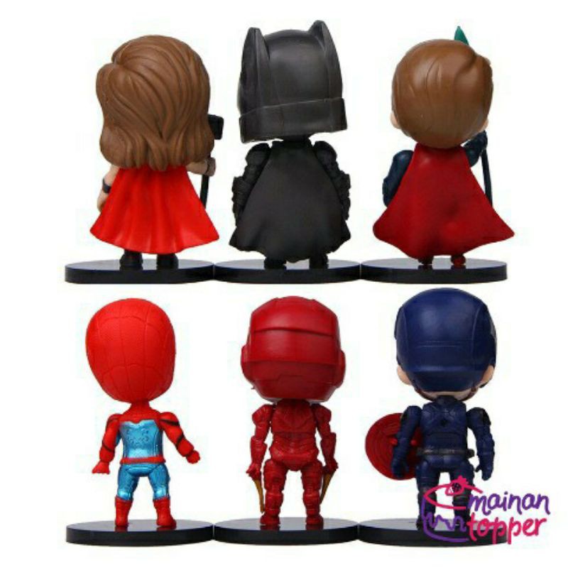 PVC Avengers Chibi Figure Set 6 Mainan Pajangan Miniatur Hiasan Topper M528