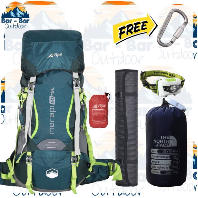 Paket Murah Peralatan Gunung Tas Gunung Tas Outdoor Carrier Arei Rei Merapi 60+5L