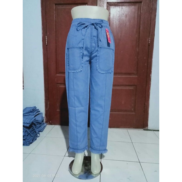 BAWAHAN WANITA CELANA BEGGY PANS GREY SEMI JEANS JUMBO BB 50-70 TERMURAH-Ktong rawis standr