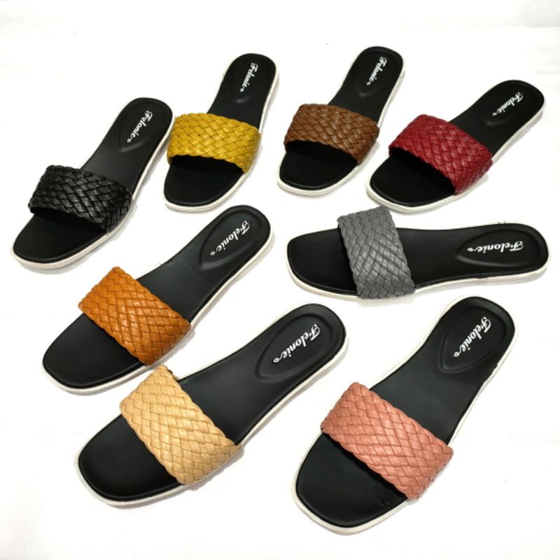 sandal wanita murah import Felonie WK 01. Selop anyaman terbaru..!