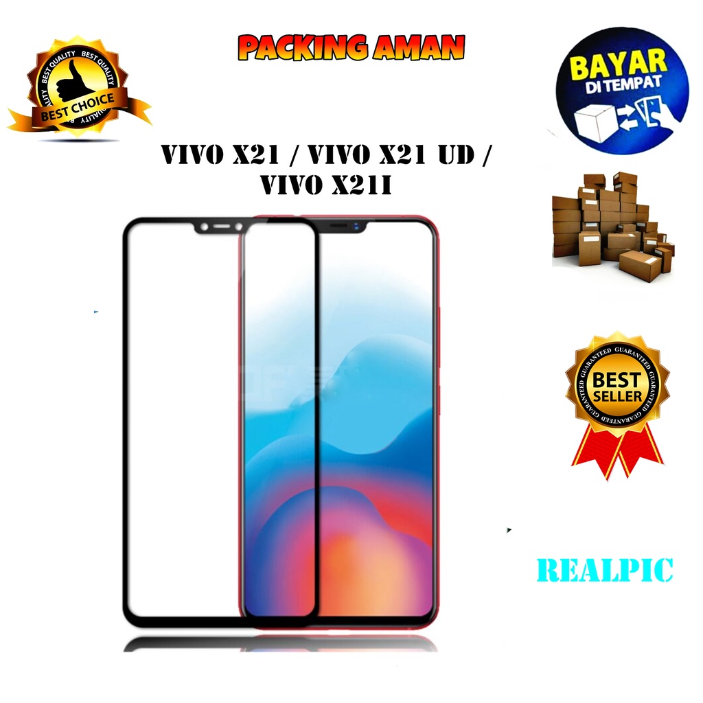 Tempered Glass Vivo X21 / X21 UD / X21i Full Cover / Full Screen Protector Anti Gores