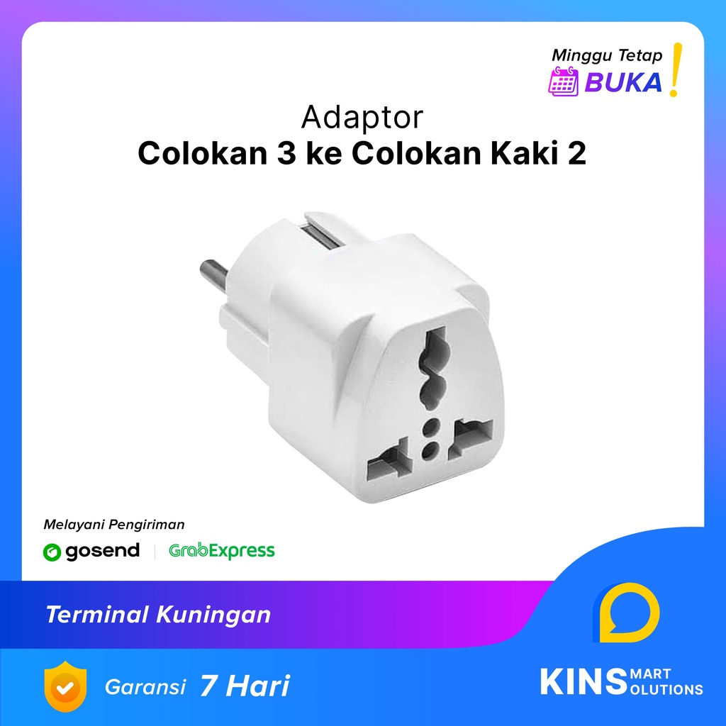 Over Steker Colokan 3/Sambungan/Travel Adaptor colokan 3 ke kaki 2