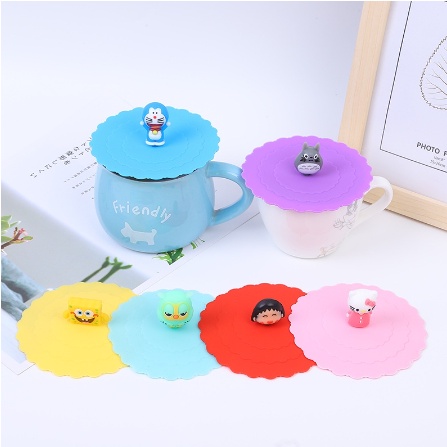 TUTUP GELAS SILIKON COVER CANGKIR SILICONE MUG KARAKTER LUCU MURAH / TUTUP GELAS DAN CANGKIR SILIKON KARAKTER TAHAN PANAS KEDAP UDARA