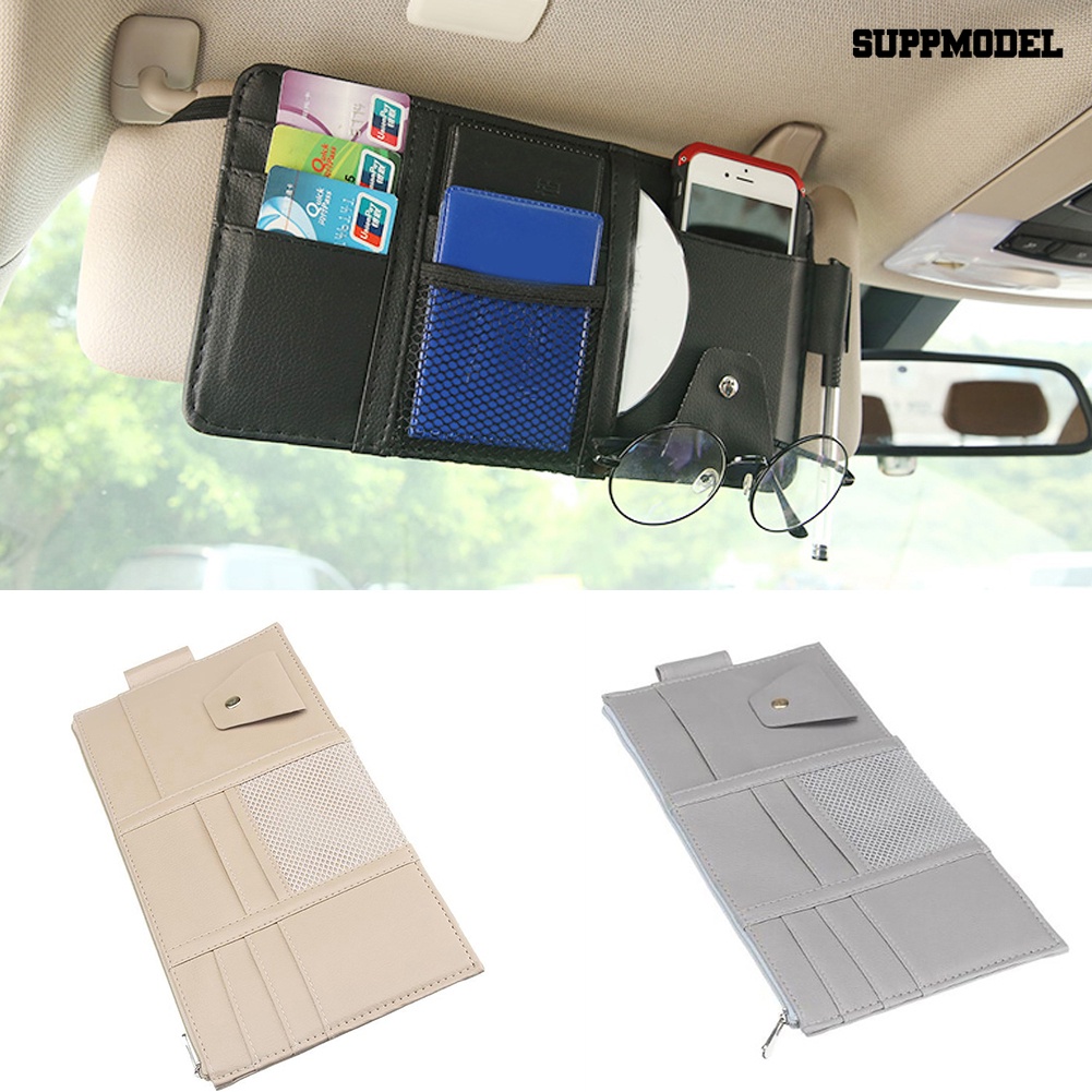 Sfs Tas Penyimpanan Kacamatatikethandphone Bahan Kulit Imitasi Untuk Sun Visor Mobil