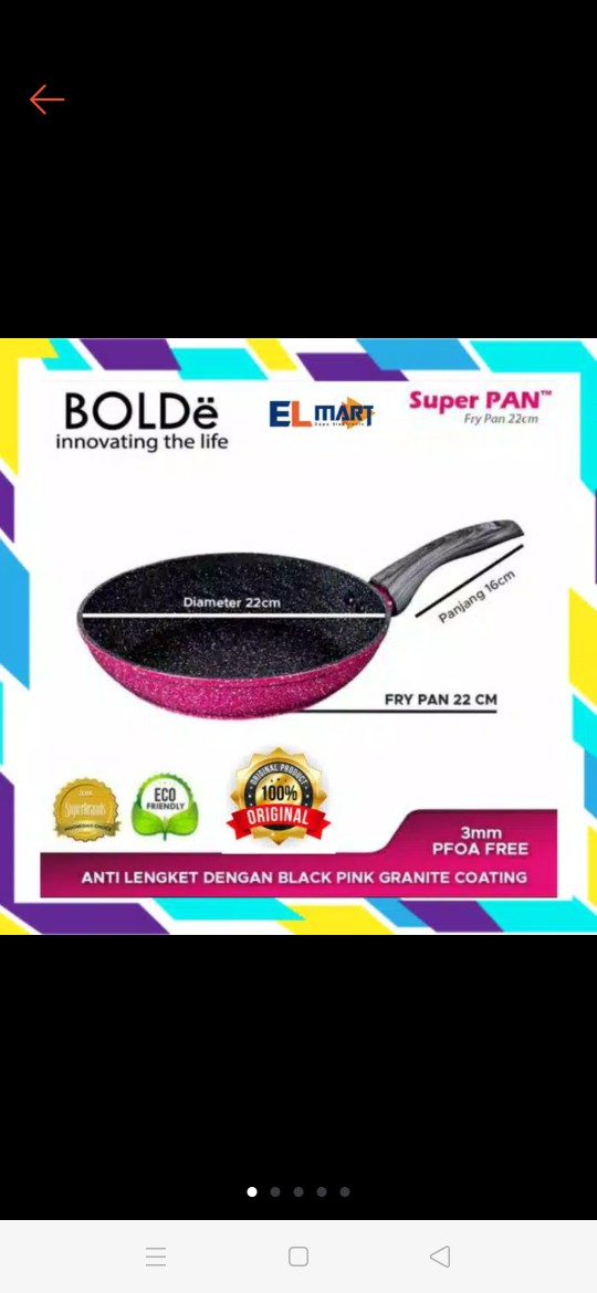 Bolde Fry Pan 22cm Blackpink Superpan Granite Black Pink Induksi 22 Cm Bolde 22cm Fry Psn Bolde