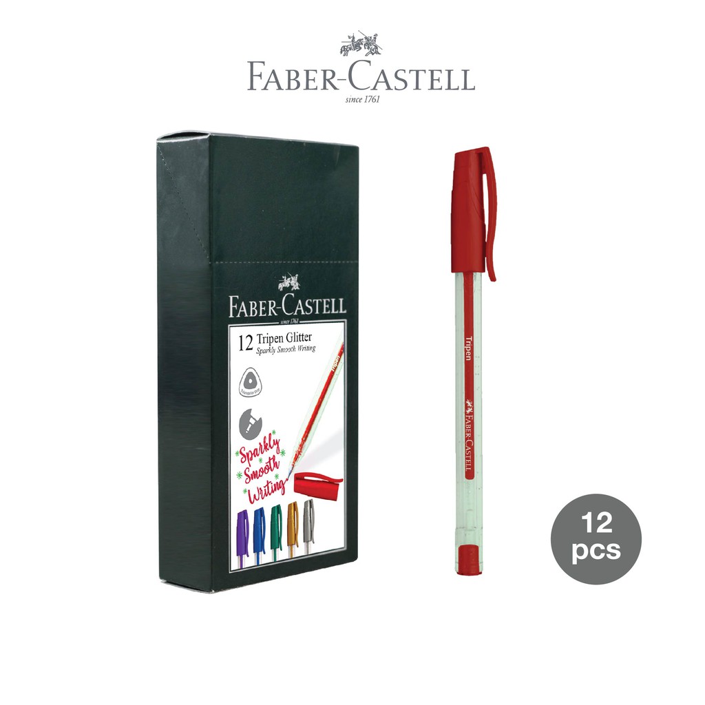 

Faber-Castell Ballpoint Tripen Glitter Red Ink Box 12