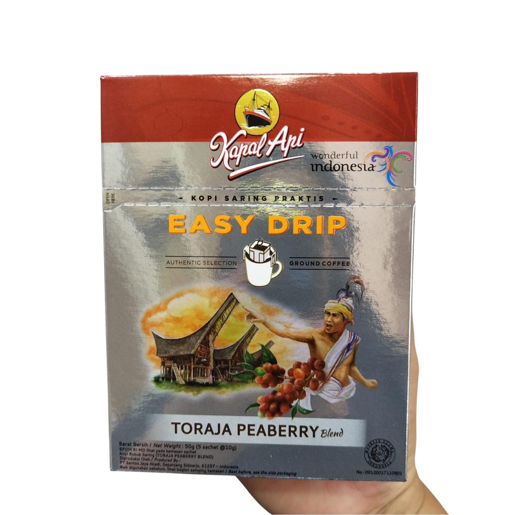 

Kopi Kapal Api Toraja Peaberry Blend isi 5 sachet @10gr Bubuk Ground Coffee Saring Praktis
