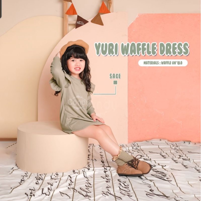 Tunik Waffle Anak Perempuan 1-4 Tahun, Dress Lengan Panjang Candy