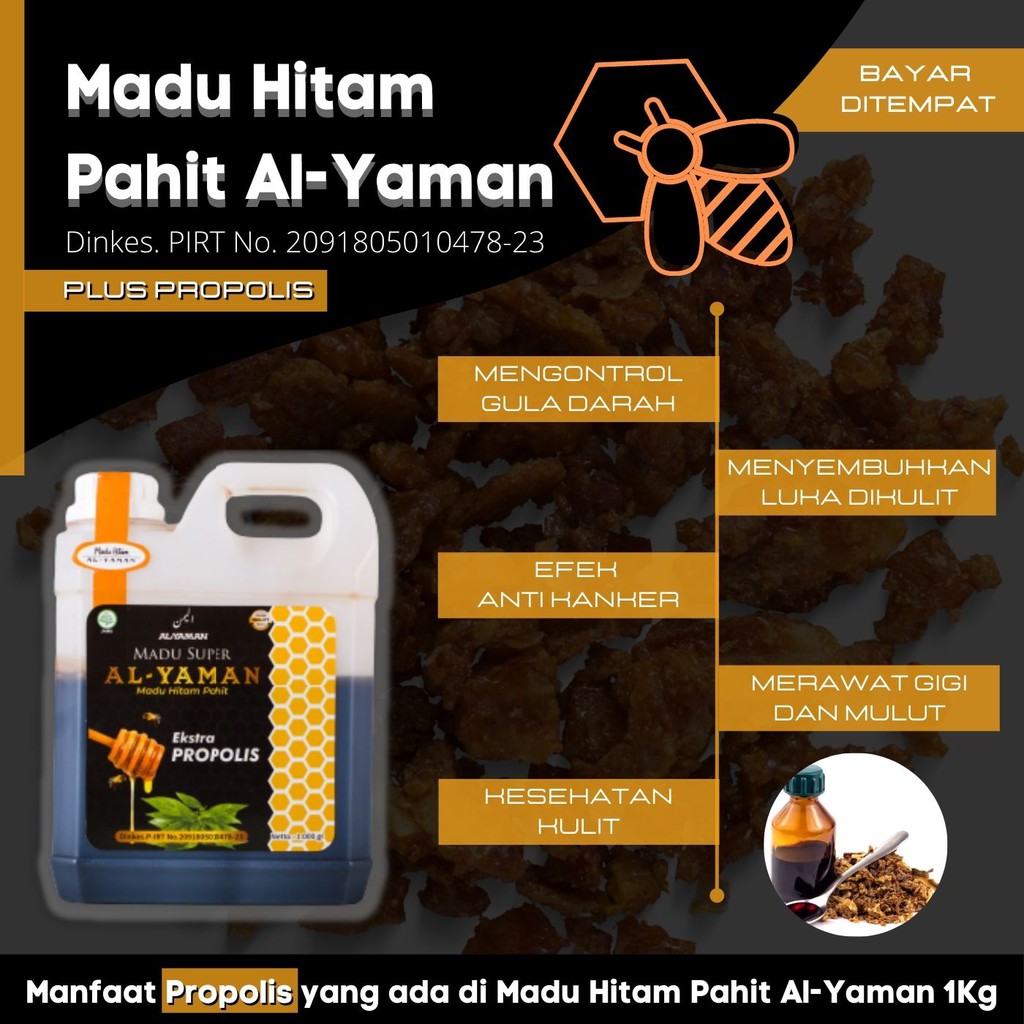 Al-Yaman Madu Hitam Pahit Ekstra Propolis 1kg