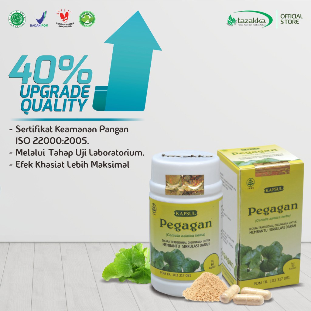 Kapsul Pegagan | Obat sakit Kepala Herbal | Kapsul Herbal Tazakka HALAL BPOM | Isi 60 Kapsul