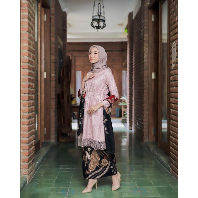 Kebaya batik couple meca rose ( Gratis jilbab ) kebaya tunangan / kebaya modern kebaya wisuda