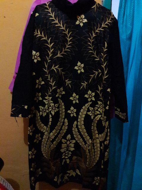 Batik Tunik Sogan Serut Rismaya Modern Muslim Atasan Pakaian Kerja Kantor Seragam Wanita Fashion