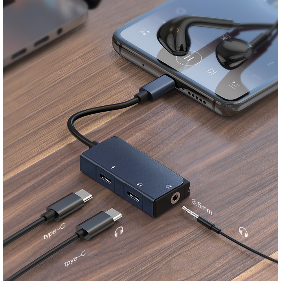 WIWU LT02 PRO - USB-C to 3.5mm Audio and USB-C Support 60W Charging - Type-C ke Audio &amp; Type-C