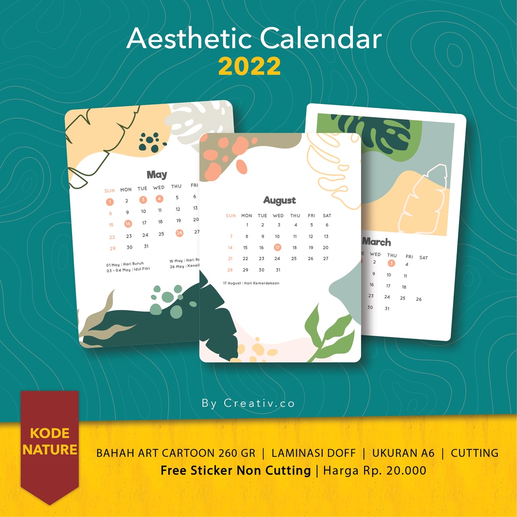 KALENDER AESTHETIC 2023 NATURE [KALENDER MURAH] [KALENDER TEMPEL] [KALENDER DINDING]