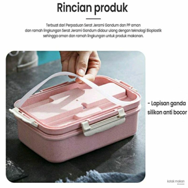 Kotak Tempat Makan Lunch Box Tempat Makan Bekal Set Sendok Garpu