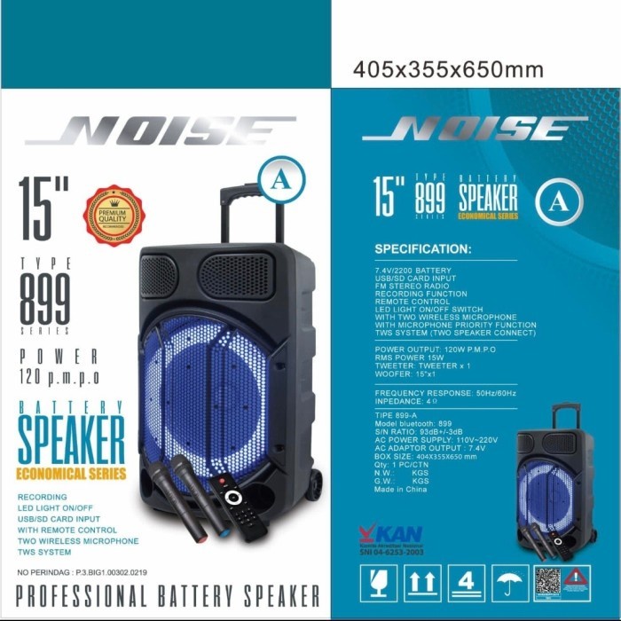 Speaker Portable Noise 899 A / 899A Bluetooth TWS 15 Inch
