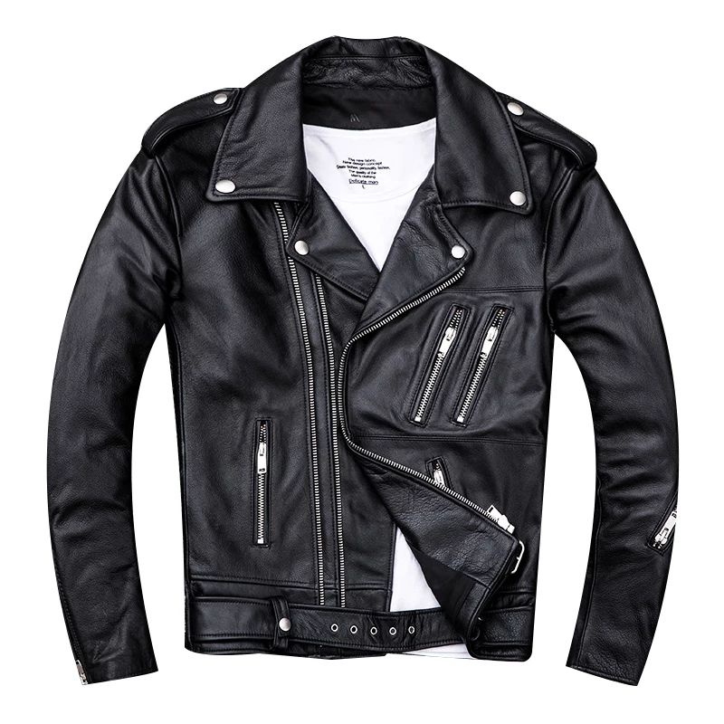 jaket kulit motor pria asli domba 100% original - jaket kulit cowok touring model ramones terbaru