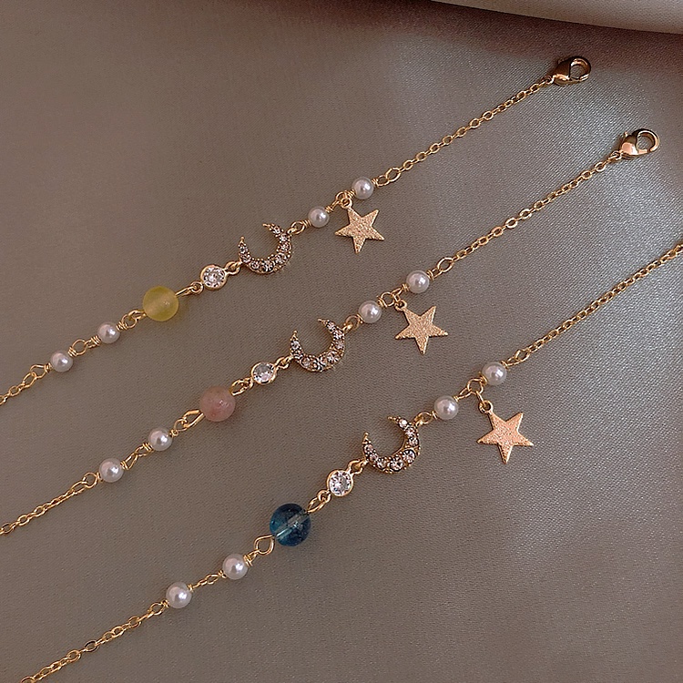 GELANG LIONTIN BINTANG BULAN GAYA KOREA WANITA