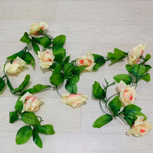 AM357 Bunga Rambat Dekorasi Ruangan Bunga Artifisial Bunga Palsu-Rose Peach