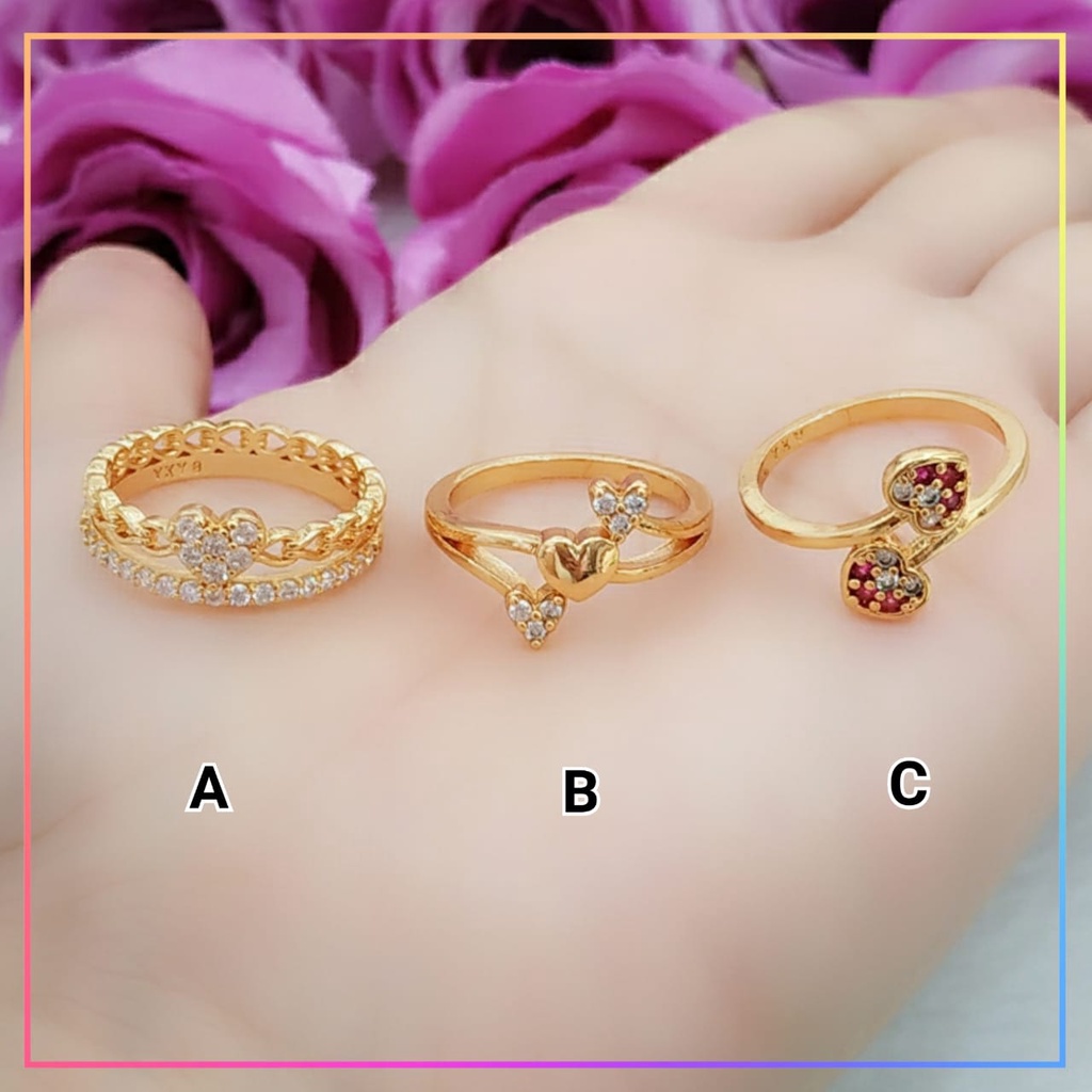 Cincin xuping cincin dewasa kupu kupu permata zirkon perhiasan cincin wanita lapis emas gold A193