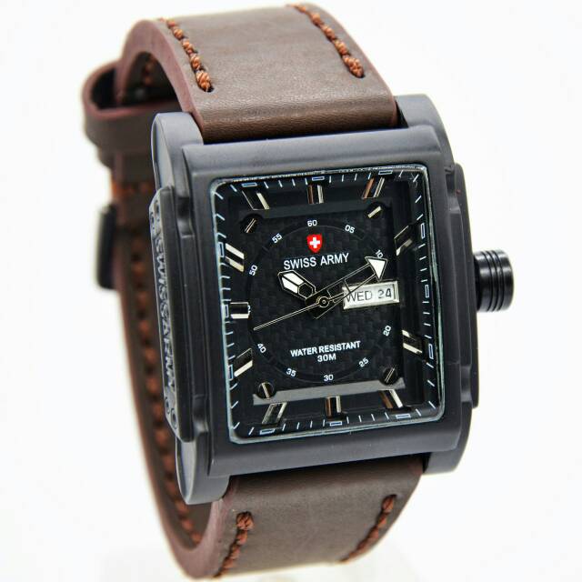 Jam Tangan Pria SA003 Strap Kulit Persergi