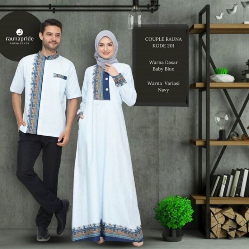 Gamis Couple RK 201 & KK 201 by Raunapride|Koko Couple Gamis|Seragam Lebaran Adem|Seragam Kondangan