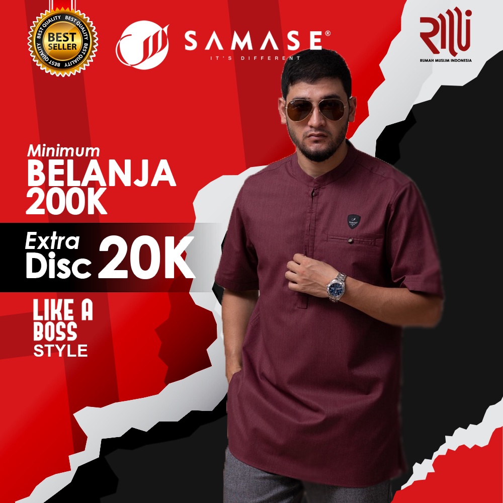 SAMASE Basic Koku Koko Kurta Lengan Pendek U024P5