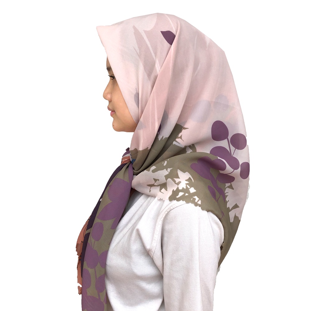 Maula Hijab - Jilbab Segi Empat Motif Potton Premium Quality Motif 6-Pink