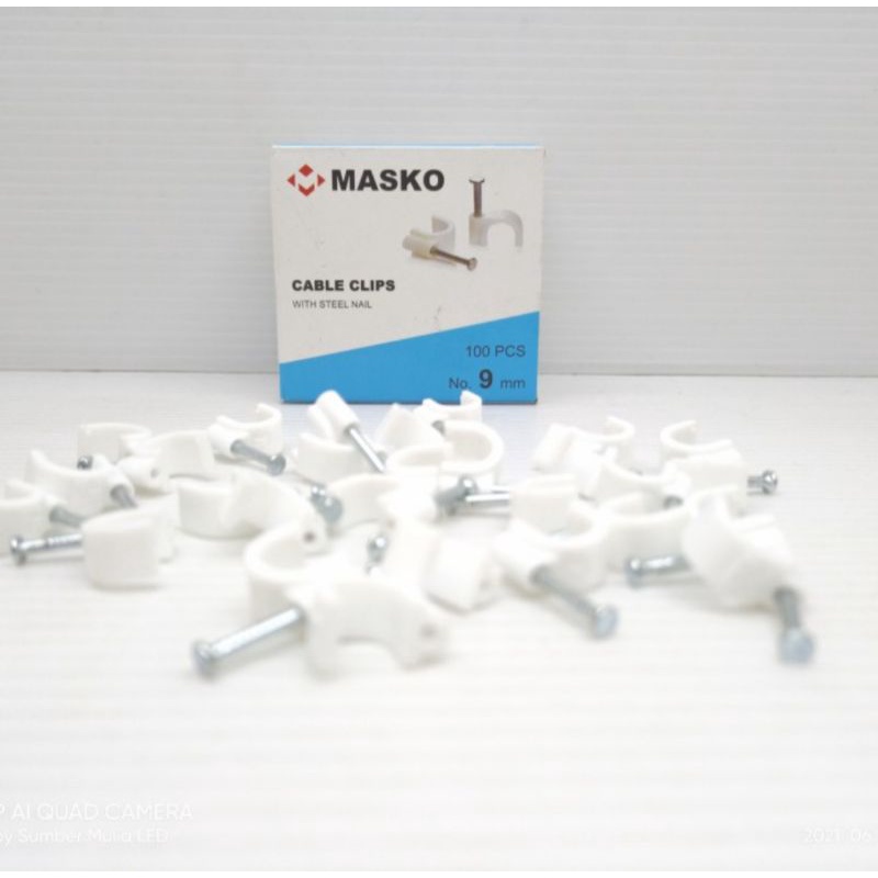 MASKO SUPRA KLEM KABEL 9MM / Cable Clip No 9 Paku Beton Kotak isi 100 GROSIR
