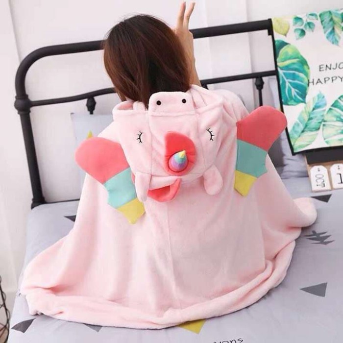 Selimut Dewasa jubah Hodie Baju Selimut Unicorn Jaket(L9X1) Selimut Bulu Halus Dewasa Selimut Aesthe