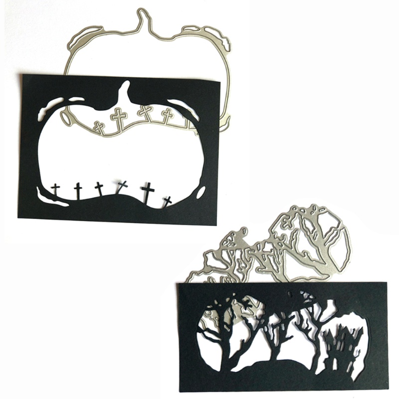 Cetakan Stensil Cutting Dies Motif Labu Halloween Bahan Metal Untuk Scrapbook / Craft DIY