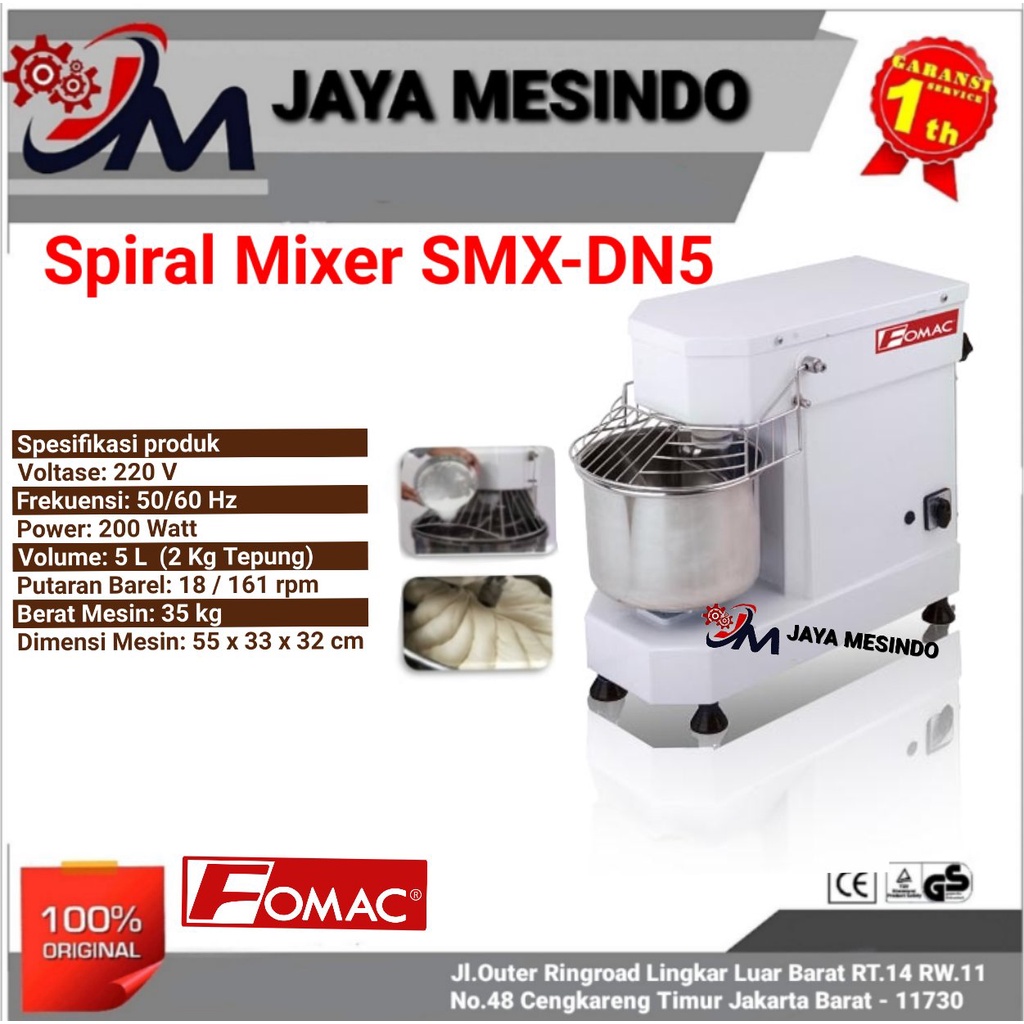 Mesin Spiral Mixer SMX-DN5 FOMAC