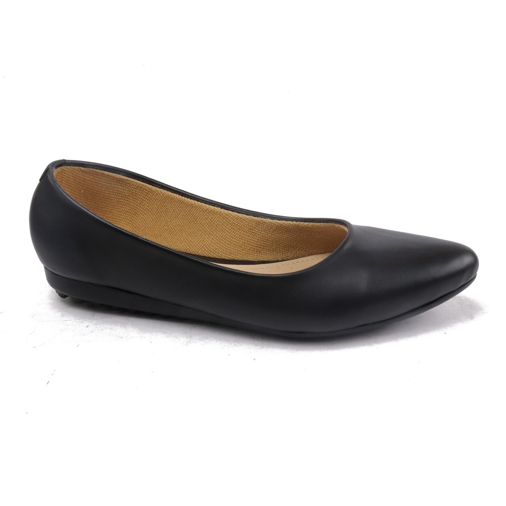 Grutty Flat Shoes Wanita GA014ME Flat Kulit Sintetis Warna Hitam