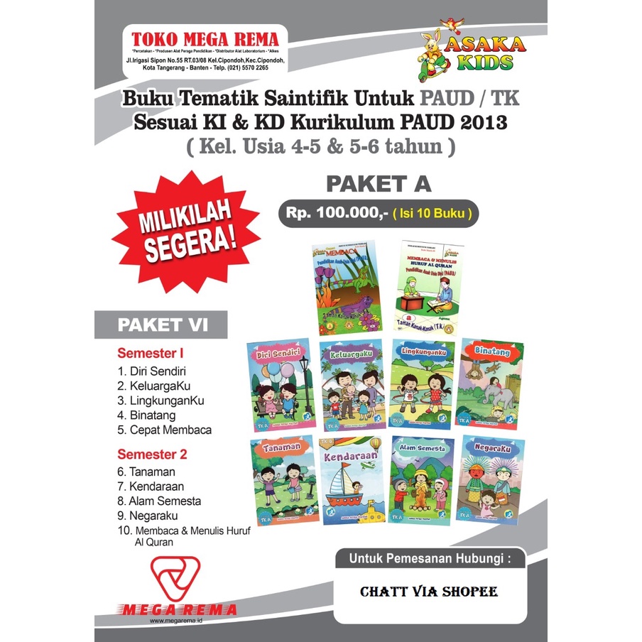PAKET 6.A Grosir Buku Tematik Paud&Tk.A Saintifik Paud/Tk Revisi 2022