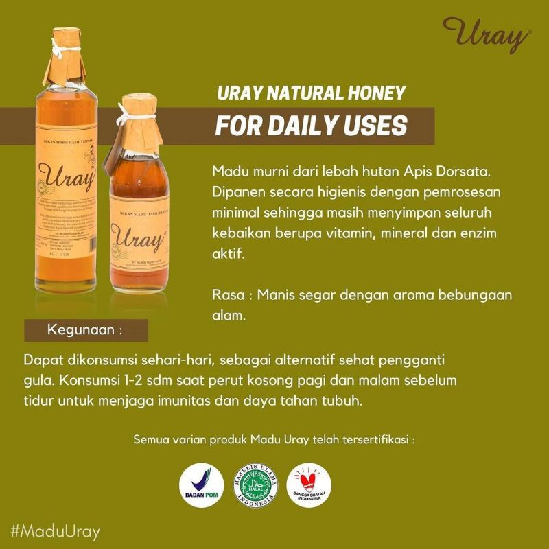 Madu Uray Grade A 450 gr - Raw Natural Honey